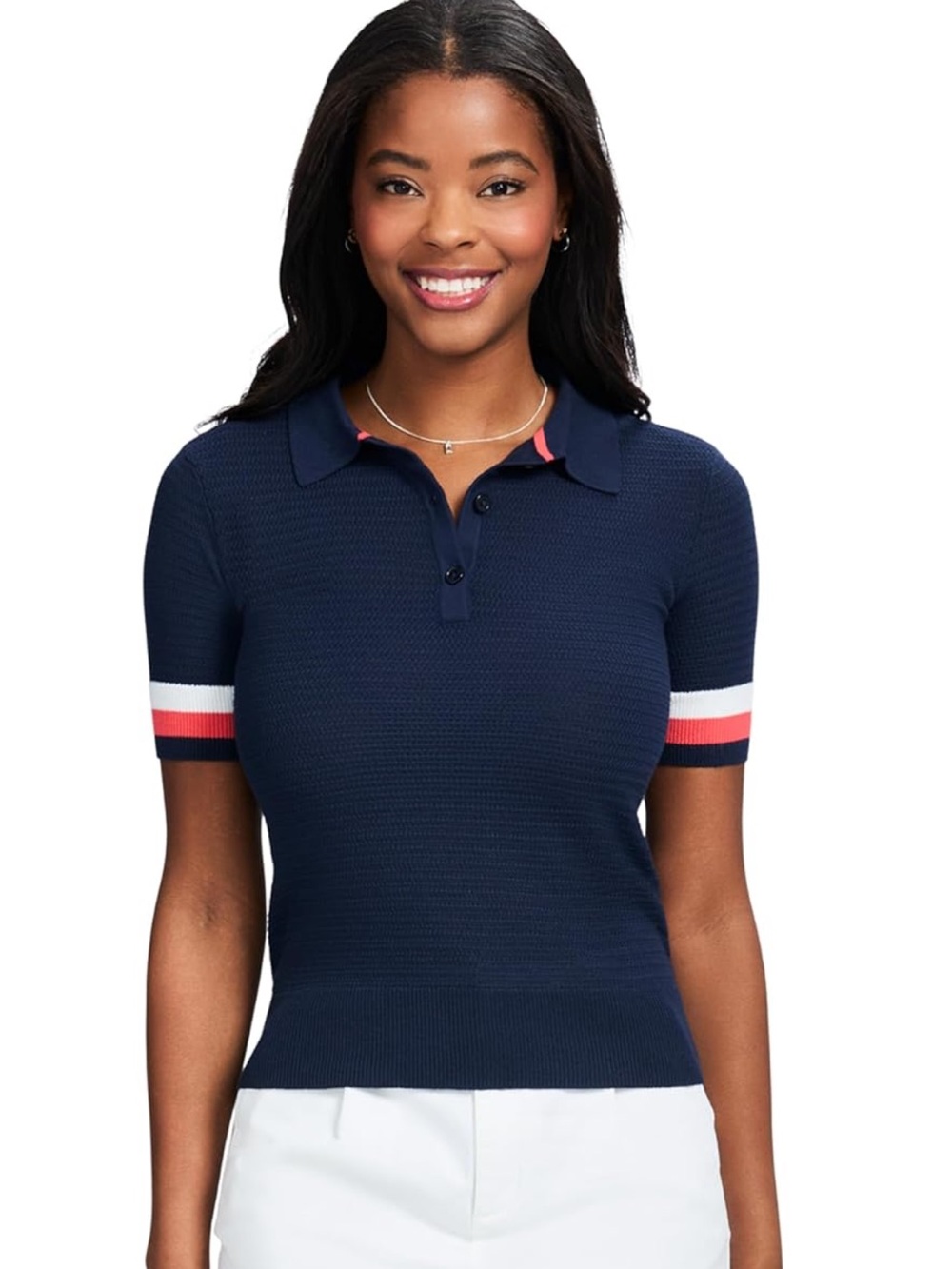 Izod - Short Sleeve Polo Sweater - navy/white/red - size L